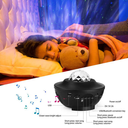 Galaxy Starry Night Lamp LED Star Projector Night Light Ocean Wave Projector with Music Bluetooth Remote Control Kids Gift