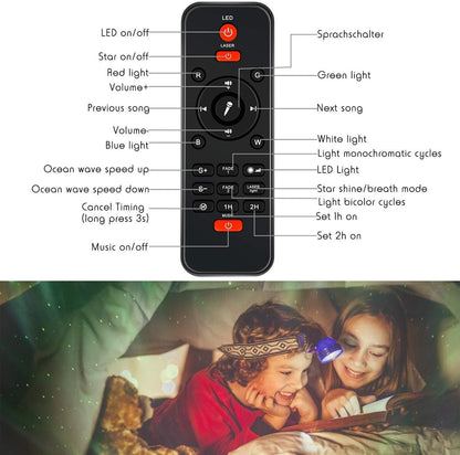 Galaxy Starry Night Lamp LED Star Projector Night Light Ocean Wave Projector with Music Bluetooth Remote Control Kids Gift